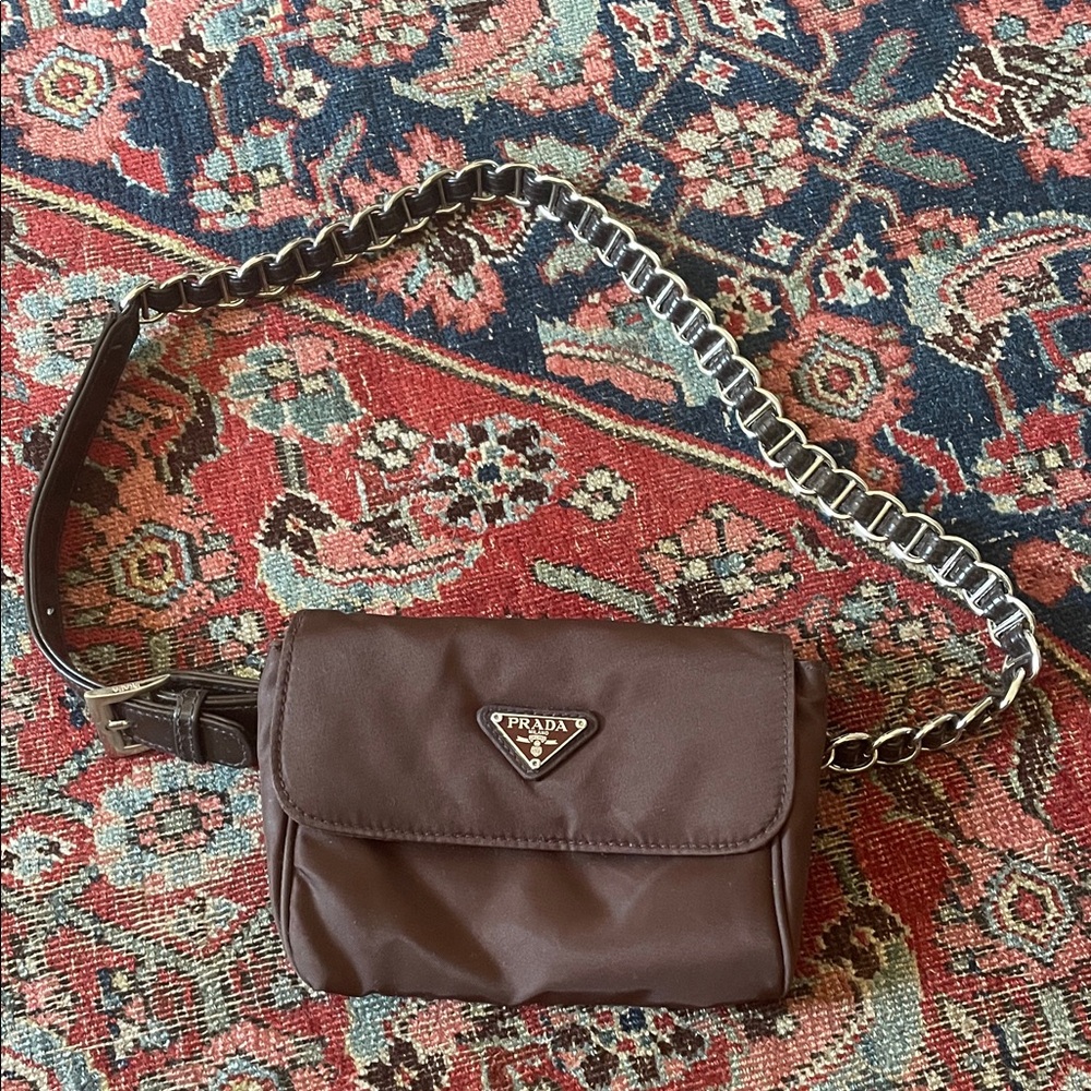Prada Dark Brown Crossbody Bag with Chain Strap